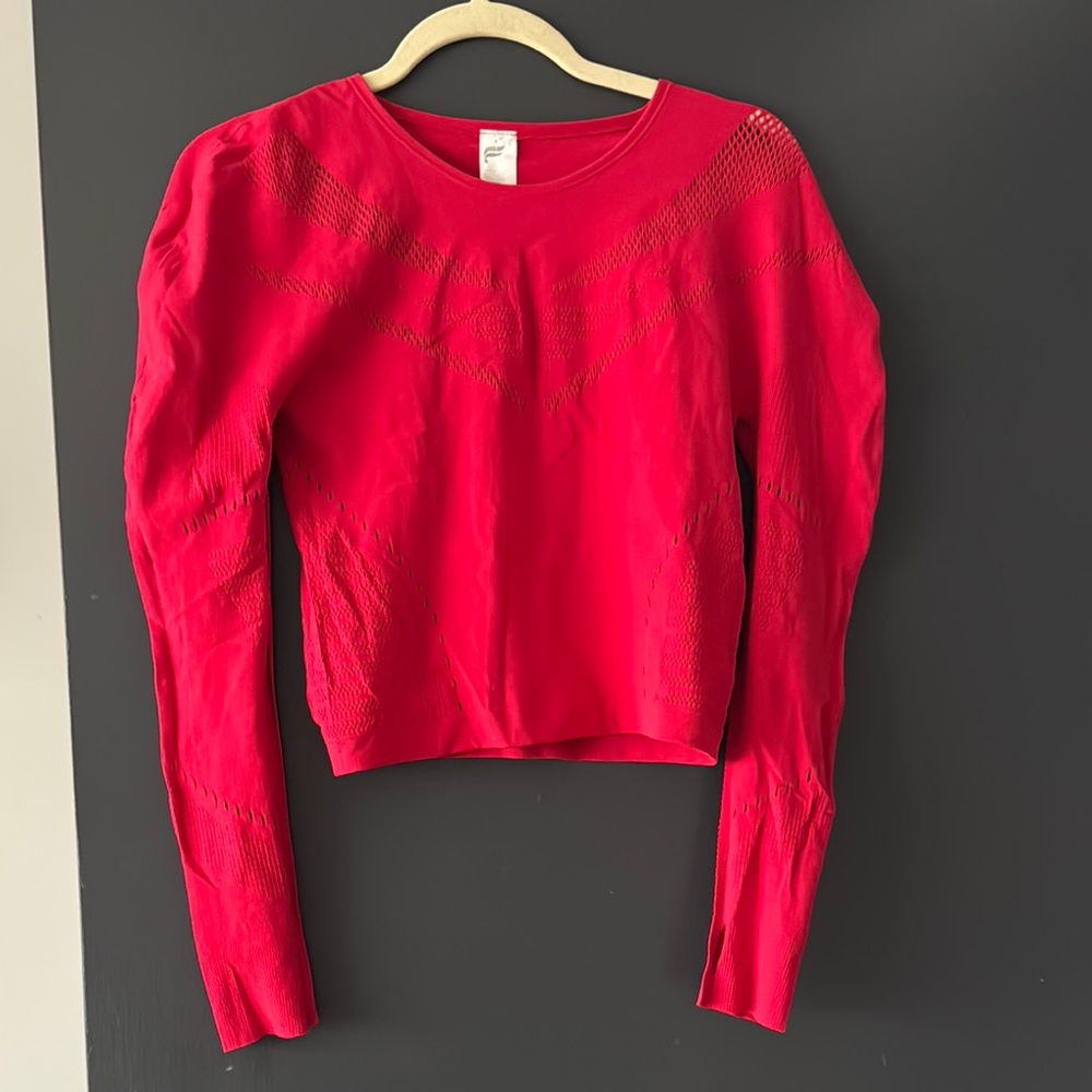 Red Long Sleeve Women's Active Top